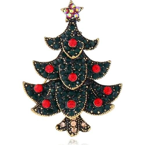 Creative New Year Christmas tree ornaments crystal brooch wholesale
