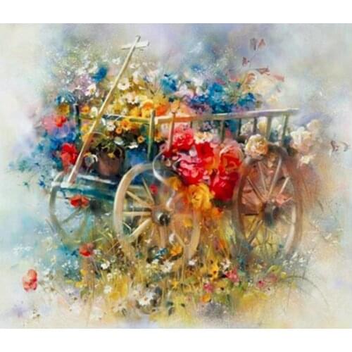 Square Diamond Embroidery Landscapes Flowers Carts DIY 5d Pictures of Rhinestones Pictures By Numbers Paintings Mosaic Drawings