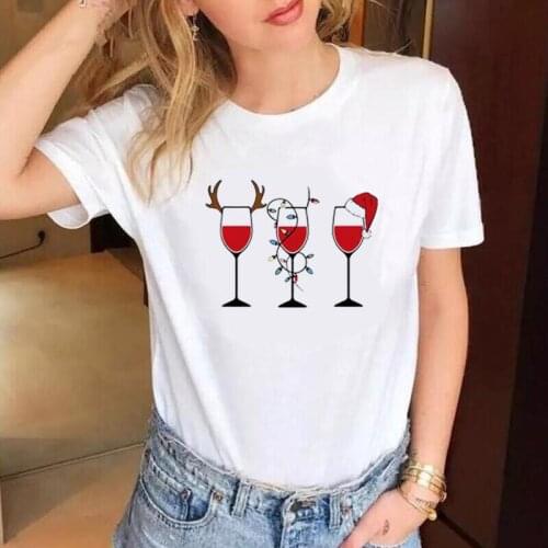 Summer Short Sleeve Tee Shirt Femme Funny T-shirt Harajuku Shirt Fashion Wine Glass T Shirt Women Tops Casual Camiseta Mujer