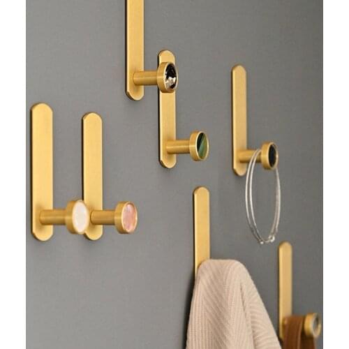 Brushed Gold Coat Hook Wall Decor Shelf Key Holders Clothing Rack Room Organizers Storage Hanger Bathroom Storage Coat Hooks