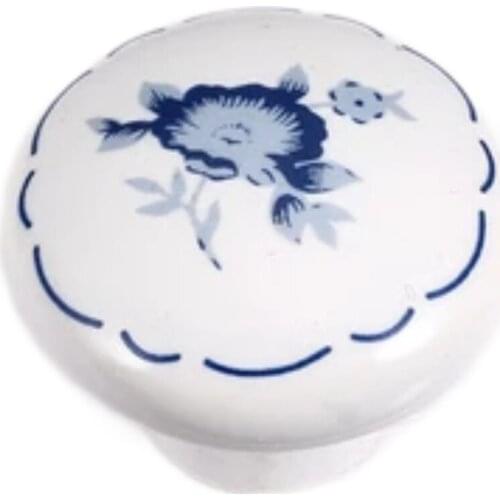 Furniture Hardware Ceramic Blue And White Porcelain Cabinet Pull Handle Knobs(Diameter:33mm)