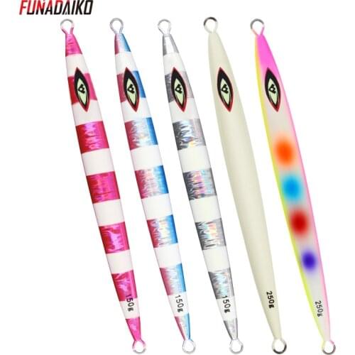 FUNADAIKO 5pcs/lot lead metal jig isca artificial jigbait fishing jig lure Jigging lure slow long jig fast jig 80g100g 150g