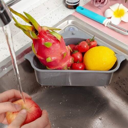 Multifunctional Sink Drain Shelf Triangular Sink Corner Strainer Basket Storage Rack Sucker Sink Sponge Holder Kitchen Tools