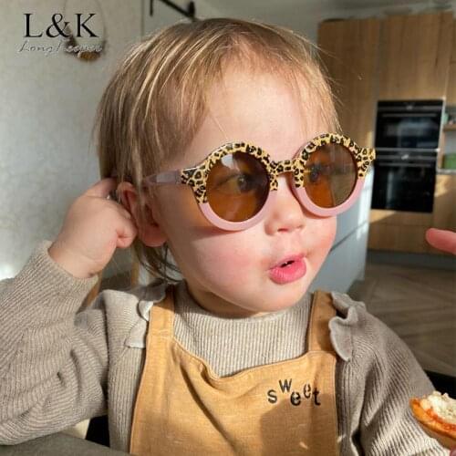 LongKeeper Fashion Round Kids Sunglasses Boys Girls Cute Colorful Eyewear Children Leopard Vintage Baby Sun Glasses Gafas De Sol