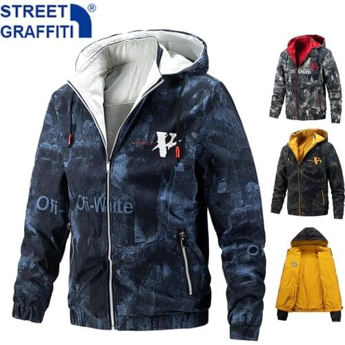 2021 Men New Casual Windproof Reversible Hooded Jacket Coat Men Spring Autumn Waterproof Jacket Outdoor Double sided Jacket Men