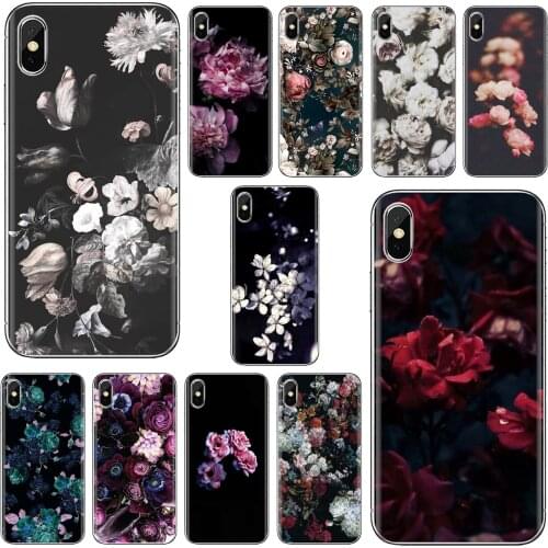 For Samsung Galaxy J1 J2 J3 J4 J5 J6 J7 J8 Plus 2018 Prime 2015 2016 2017 EU Soft Shell Case Love Floral Dark Flower Peony Rose