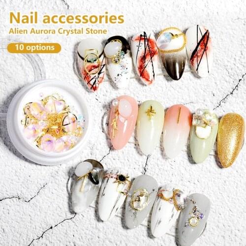 Nail Art Mixed Aurora Crystal Stone Flat Fancy Color Diamond Willow Nail Chain Japanese Nail Art Accessories for Nail ArtDIY Hot