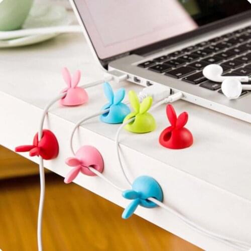 Home Office Organizer Desktop Data Cable Holder Rabbit Ear Storage Holder Headphone Cable Line USB Charger Cord Protection Z31