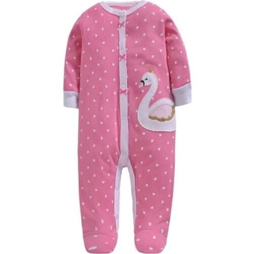 100% Cotton Newborn Baby Girls Babies Boys Clothes Footed Jumpsuits 3 6 9 12 Months Infant Long Sleeve Clothing