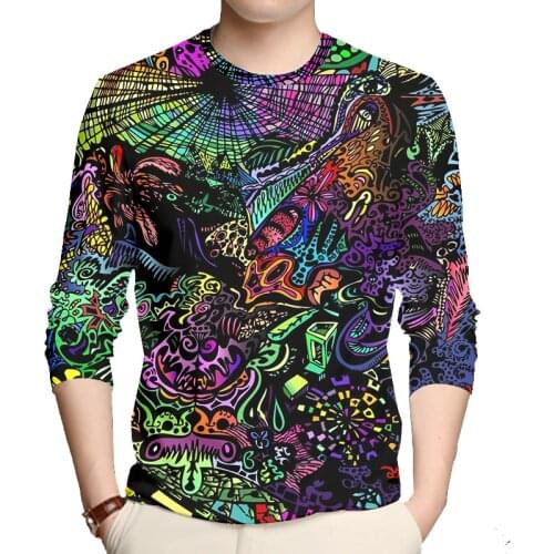 OGKB 3D Funny Print Long Sleeve T Shirts Hip Hop Casual Abstract Anime Graffiti Tshirt Men Women Streetwear Oevrsized Clothing