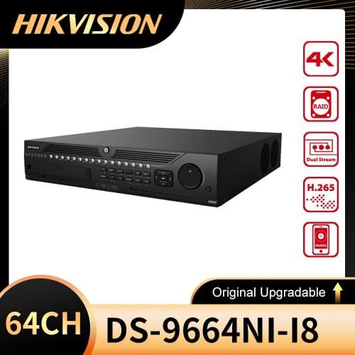Original New DS-9664NI-I8 English Version NVR 64CH Support up to 12MP camera 8SATA for 8HDDs HMDI1 at up to 4K NVR, NO Color Box
