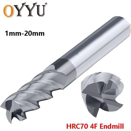 OYYU HRC70 High Hardness Tungsten Steel End Mills Lengthened Cutting Carbide Router Bit 1mm 2mm 3mm 4mm Milling Cutter CNC