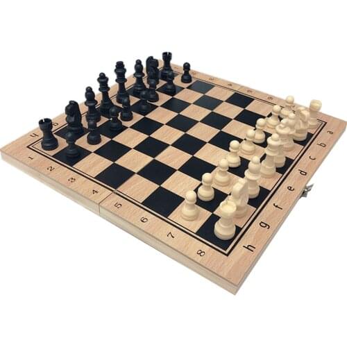 Portable Wooden Chess Pieces Set Classic Strategy Game for Kids & Adult Accs