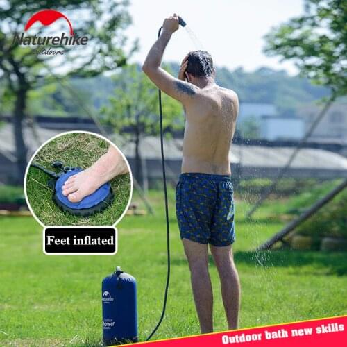 Naturehike 11L Camping Shower Water Bag Faucet Portable Inflatable Car Washing Pressure Shower Bag outdoor tools