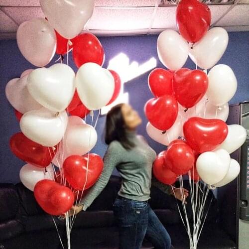 10inch Red White Romantic Love Heart Latex Balloons Anniversary Valentines Day Wedding Decoration Happy Birthday Party Supplies