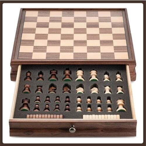 Luxury Chess Checkers Solid Wood Manual Set Medieval Exquisite 15 Inches Professional Chess Knight Ajedrez Family Friends Game