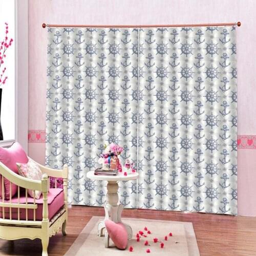 Curtains for Childrens Bedroom Window Drapes High Quality Simple Home Decor Pirate Ship Cartoon pattern Home Drapes