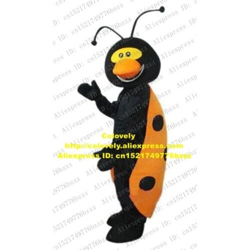 Smart Black Ladybug Mascot Costume Mascotte Lady Beetle Ladybird With Orange Black Round Spots Wings Adult No.2438 Free Ship
