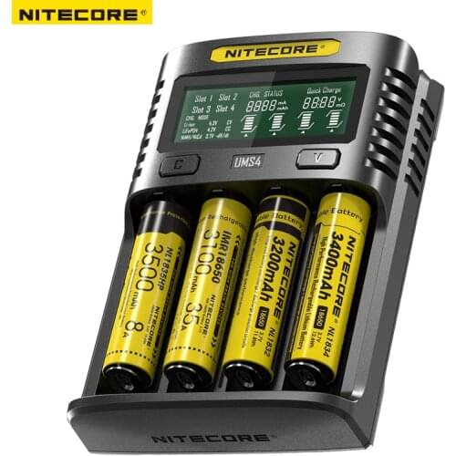 NITECORE UMS4 Intelligent Four - Slot QC Fast Charging 4A Large Current Multi - Compatible USB Charger