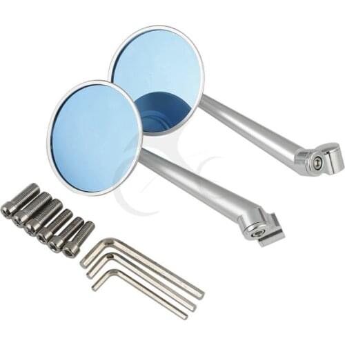 Silver 10mm 8mm Universal Round Rear View Mirrors For Cruiser Roadster Scooters Electric Bicycles Scooters Off Road Motorcycle