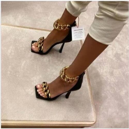 2021 new Women Gladiator Sandals shoes Sexy White String Bead high heels Sandals Summer Party Dress shoes Buckles pumps size 43