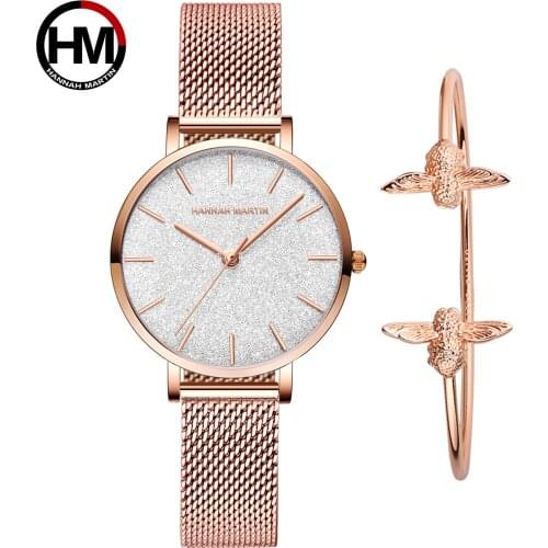 Hannah Martin Japanese Movement Women Wrist Watches With Bracelet Fashion Gradient Color Wristwatches Top Luxury Ladies Watch