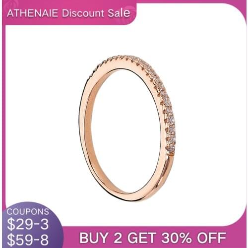 ATHENAIE 925 Sterling Silver Stackable Rings Classic Rose Gold CZ Anniversary'd Day Female Ring for Women Gift Jewerly Party