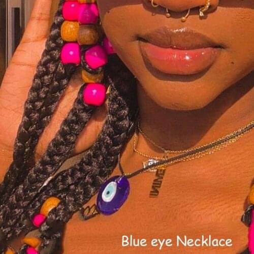 Goth Style Grass Blue Evil Eye Necklace for Women Fashion Jewelry Bohemian Vintage Necklace Egirl Y2K Aesthetic Friends Gifts