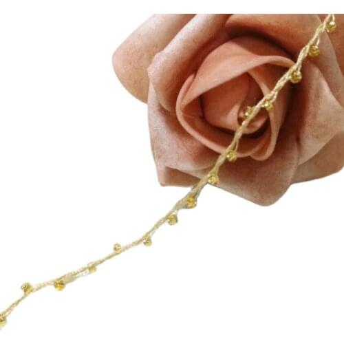 1M Latest Gold Lace Crystal Beads Sequin Fabric DIY Sewing Guipure Beaded Trim Ribbon Applique Collar Wedding Dress Decor YU21