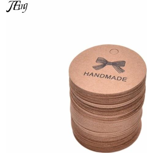 100pcs/lot labels Handmade Bowknot Kraft Label Vintage Label DIY Hand Made For Gift Cake Baking Sealing Hang tag Brown Garment