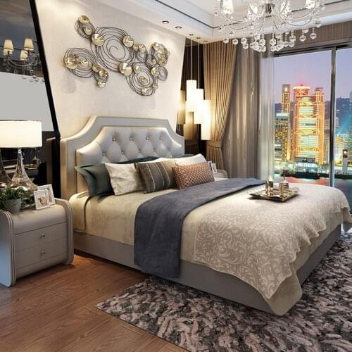 180X200cm American design fabric sleeping soft bed King size bedroom furniture