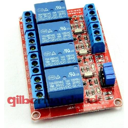 5V 4-Channel Relay Module With Optocoupler High Low Level Triger