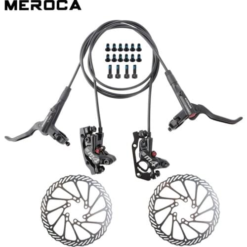 MEROCA 4-piston Double-Action Disc Brake Mountain Bike Right-front/Left-rear 800/1400mm Brakes with G3 160mm Rotor MTB Bike Part