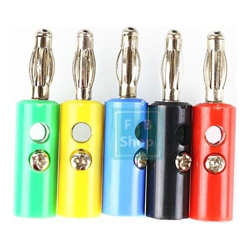 5pcs 4mm Banana Plug Connector Jack Screw-type Banana Head Black and Red Color each color one