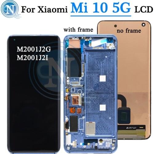 6.67'' Super AMOLED For Xiaomi Mi 10 5G LCD with frame Touch Screen Digitizer Screen Assembly For Xiaomi 10 LCD Display