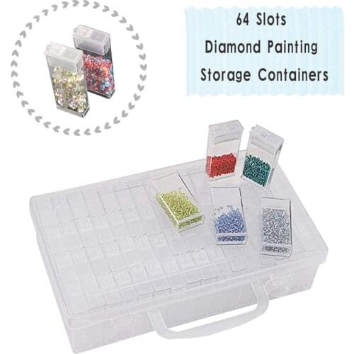 64 Grid 5d Diamond Painting Accessories Storage Box Diamond Painting Drill Storage Box Transparent Container For Painting