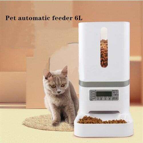 6L Automatic Pet Feeder Stainless Steel Electric Smart Cat Dog Feed Bowl Dispenser Voice Function 10s For Puppy Dogs Cats Bowl