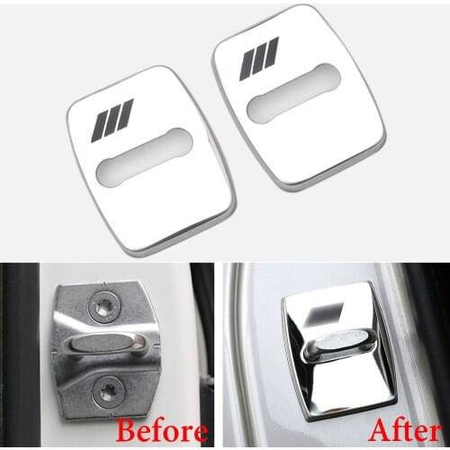 BBQ@FUKA 4pcs Car Door Lock Cover Case for BMW E46 E39 E90 E36 E60 E34 E30 F30 F10 X5 E53 Car Interior Accessories Styling