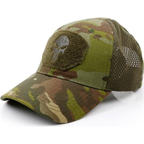 New Tide Punisher Skull Multicam Operator Mesh baseball Cap Men cool Fitted Tactical Cap Good quality Breathable outdoor sport