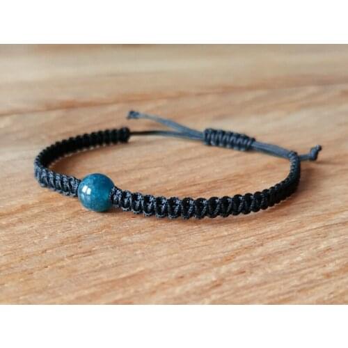 Jade Stone Macrame Hand Knit Rope Bracelet Zircon Crystal in Different Colors And Adjustable Size