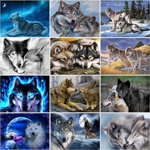 DIY Wolf 5D Diamond Painting Full Square/Round Drill Mosaic Kit Resin Animal Diamont Embroidery Cross Stitch Kits Wall Art Gift