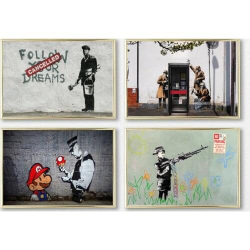 Banksy Graffiti Canvas Painting Love Life Posters and Prints Modern Pop Cuadros Wall Art Picture for Living Room Home Decoration