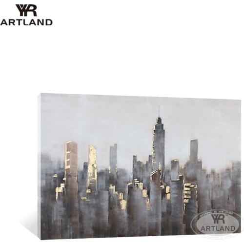 Tableaux peinture moderne gold foil buliding Mirage scenery for home decor Handmade canvas oil painting for living room sofa