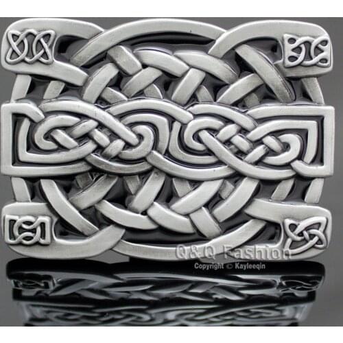 Celtic Irish Trinity Cross Knot Scottish Kilt Cowboy Rodeo Silver Plated Belt Buckle Exchange Acessories