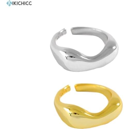 KIKICHICC 925 Sterling Silver Gold Thick Large Resizable Rings Women Adjutsable Luxury Jewelry Gift For Party Rock Punk Jewels