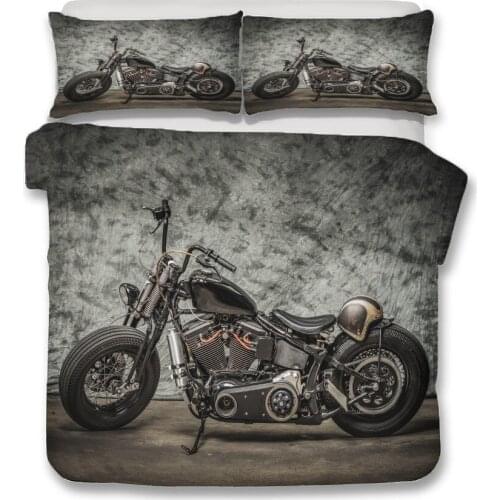Motorbike Bedding Set 3d Grey And Black Down Comforter For Adult Boys Bedroom Coverlet Full Queen Single And Double Size Sheet