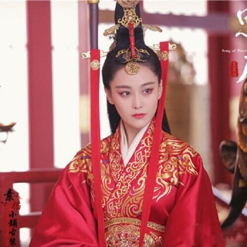 MoChouNv Red Wedding Costume Drama Costume Gorgeous Hanfu 2016 Newest TV Play Si Mei Ren Song of Phoenix