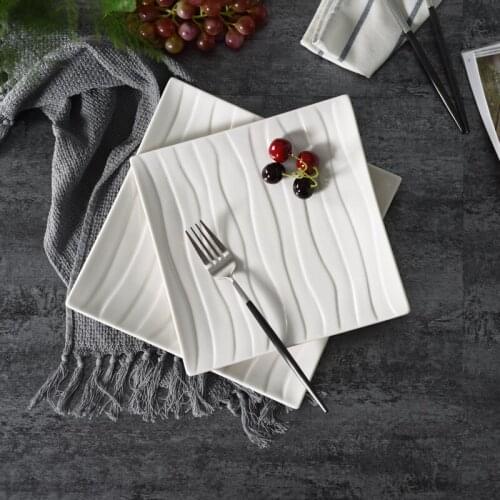 Creative Pure White Ceramic Dishes, Steak, Flat Plate, Shallow Plate, Cake, Pasta, Western Food and Household Ceramic Plate