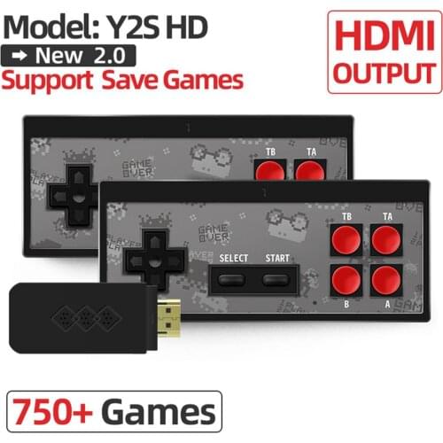 Mini HD 750 Classic Wireless Handle Game Console Set Wireless Double-play Gaming Player USB Instant Saving For TV HD Interfaces