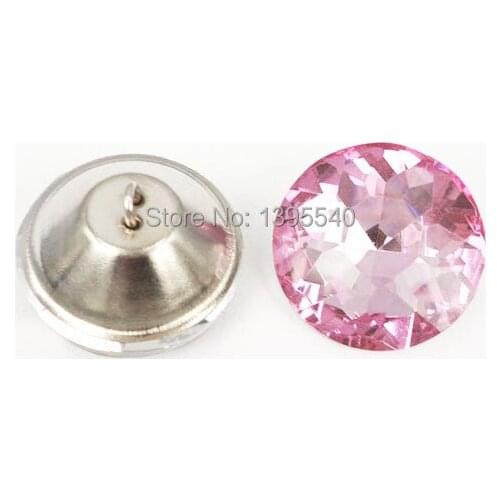 New 30mm Pink Crystal Glass Button For Sofa Industry Decoration Filed Soft Crystal Button KTV Wall Decorative Buckle